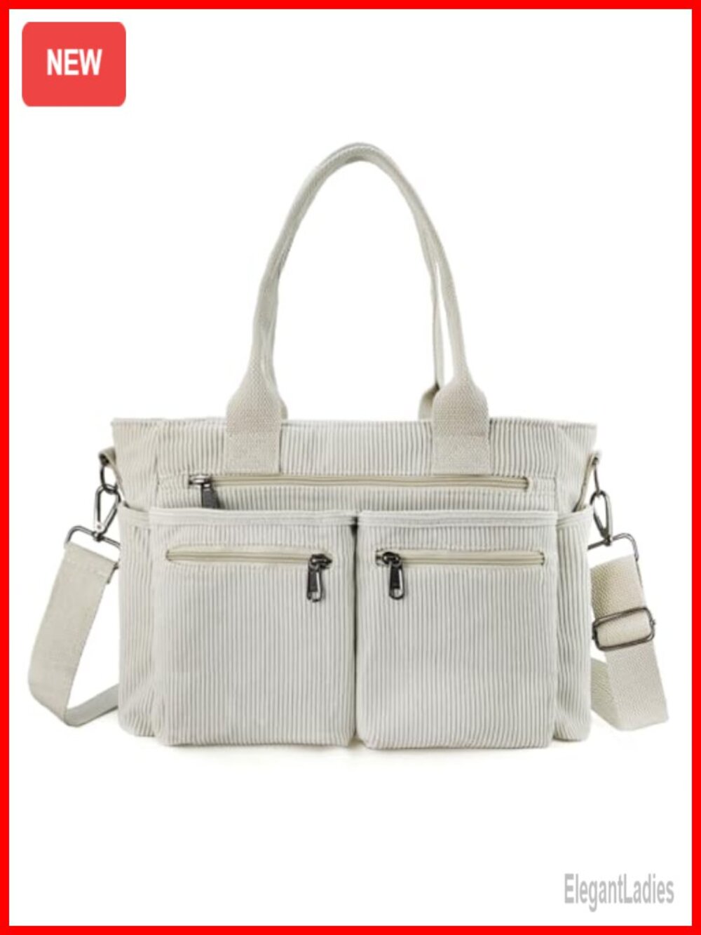 Corduroy Tote Bag with Multiple Pockets Hobo Crossbody Shoulder Bag